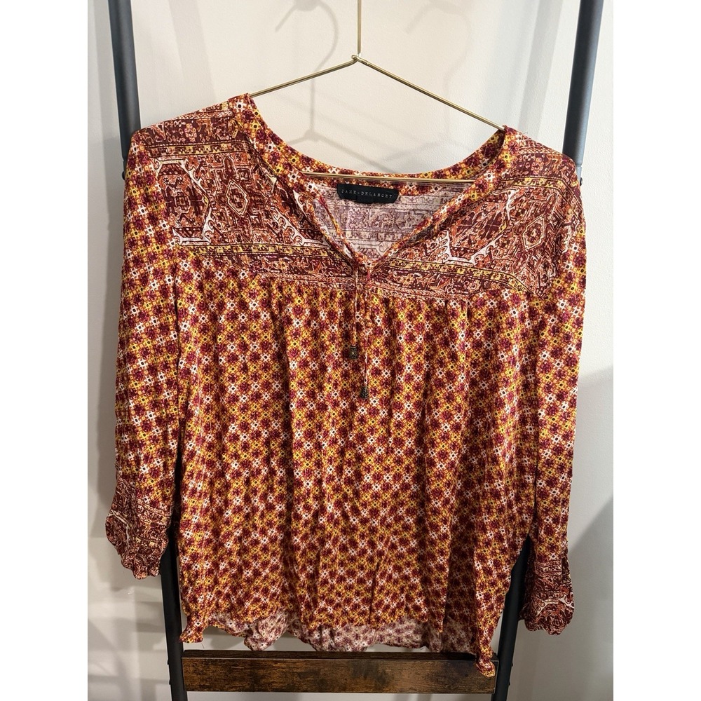 Jane Delancey Women Boho Blouse Size M Fall Pattern Cottage Hippie